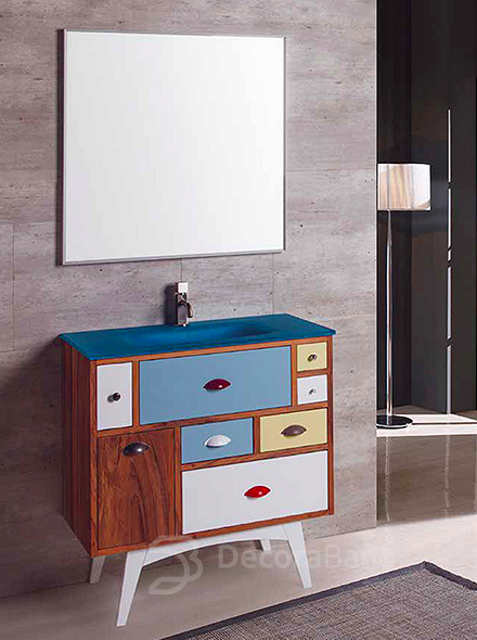 Mueble de baño con patas multicolor tipo retro