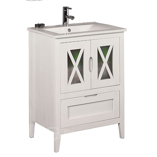 Mueble de baño rústico con patas en color blanco
