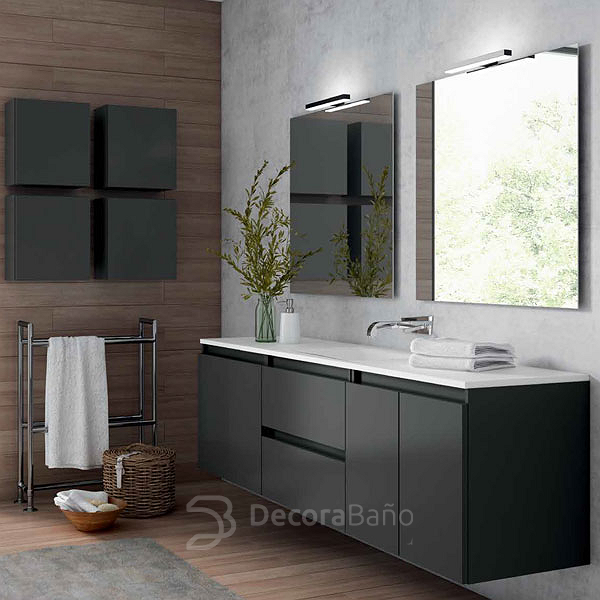 Mueble de baño volado negro de estilo moderno